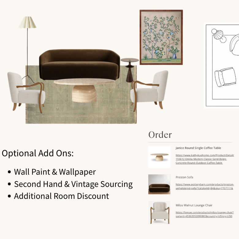 Virtual Interior Design Package Moodboard Shopping List Floor Plan