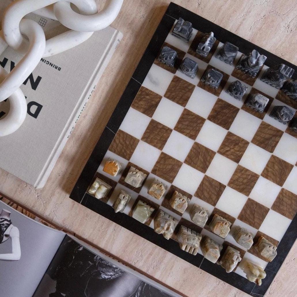 Marble & Stone Chess Board | Vintage Handmade