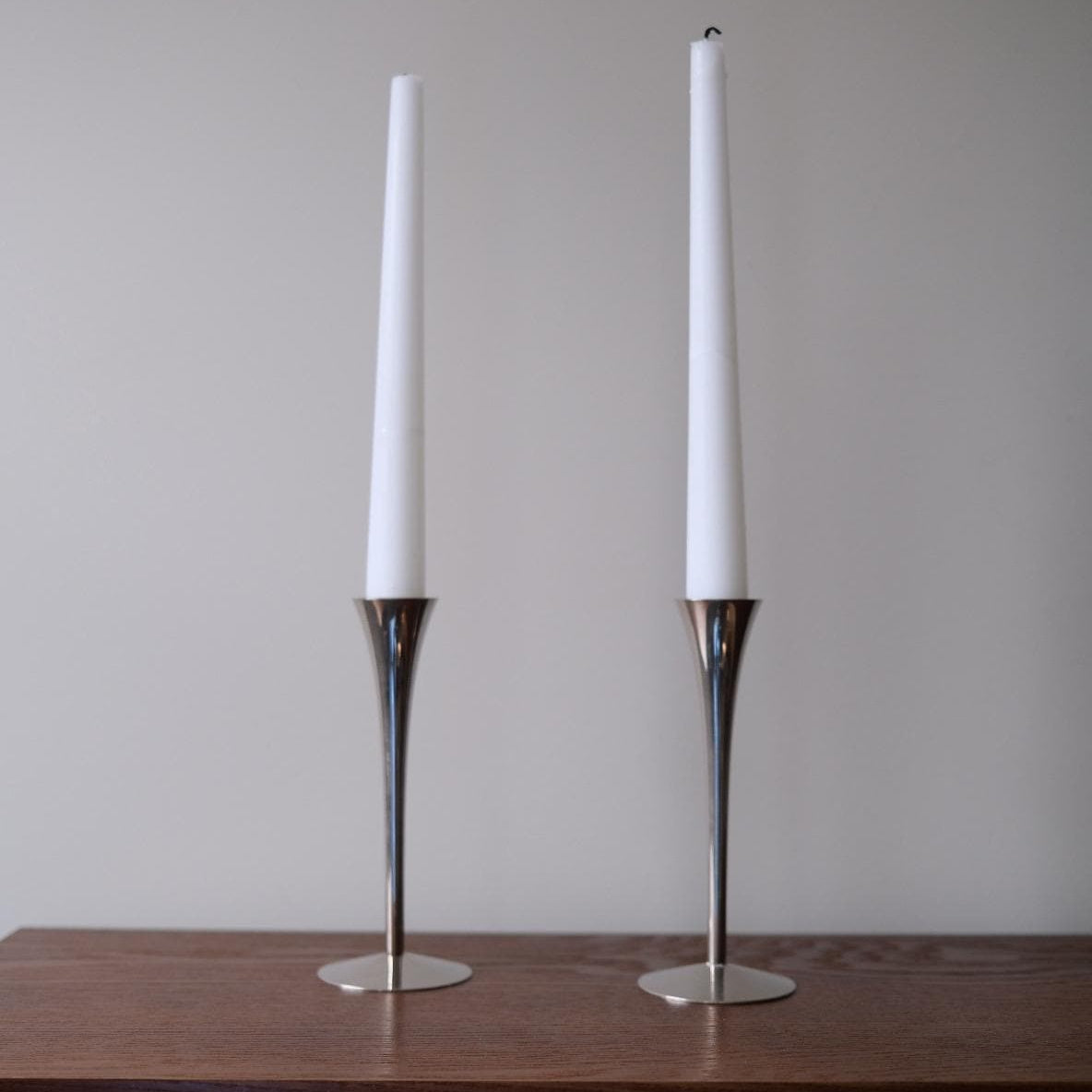 Vintage German Modernist Stainless Steel Candle Holders by Arthur Salm Solingen - Set of 2